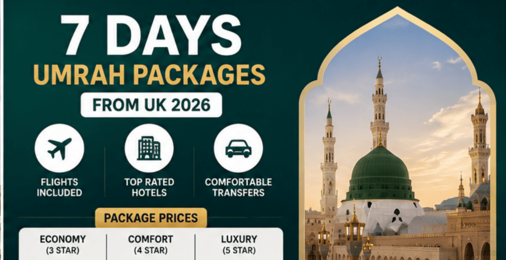 Best 7 Days Umrah Packages from UK